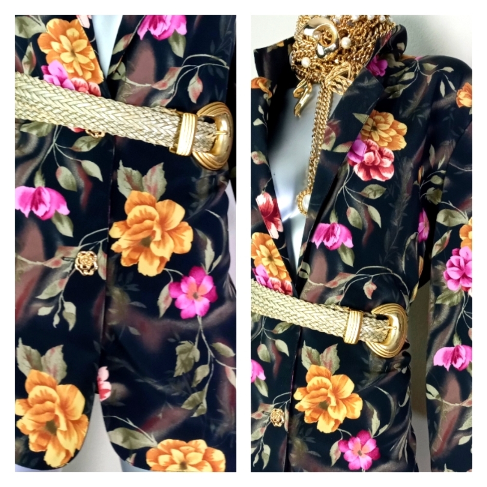 Floral Women's Lightweight Jacket with Gold Accents